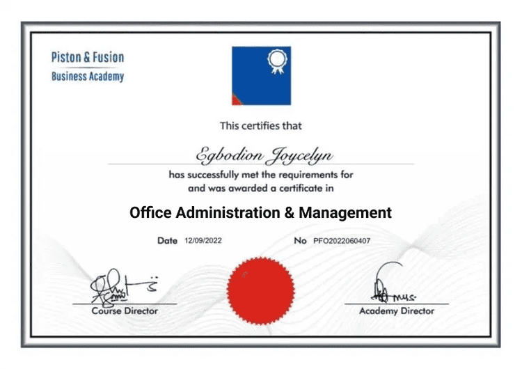 A Sample of the Office Administration & Management Certificate