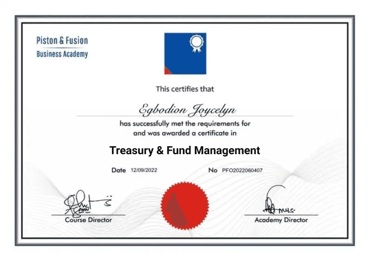 A Sample of the Treasury & Fund Management Certificate