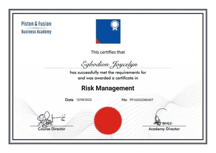 An example of the certificate
