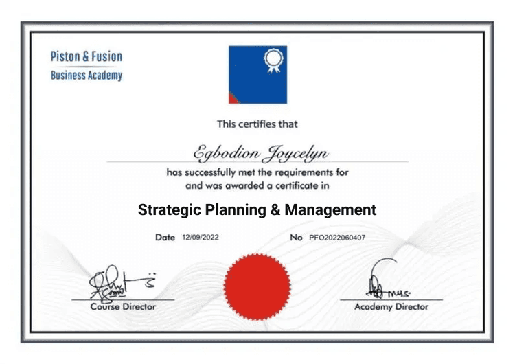 A Sample of the Strategic Planning & Management Certificate