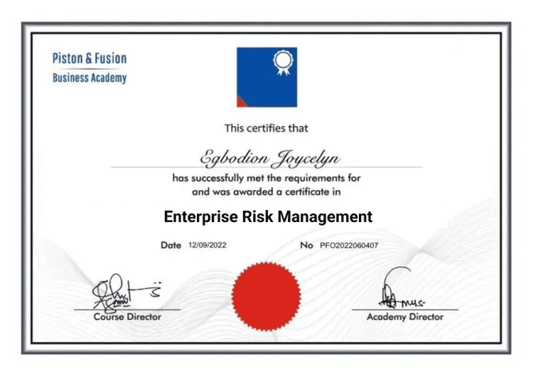 A Sample of the Enterprise Risk Management Certificate