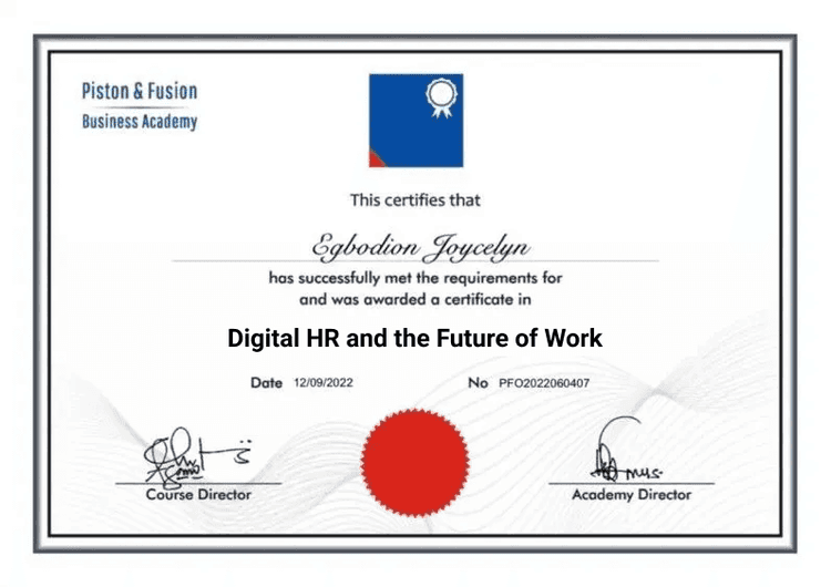 A Sample of the Digital HR and the Future of Work Certificate